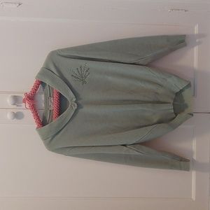 Green embroidered grandma sweater
